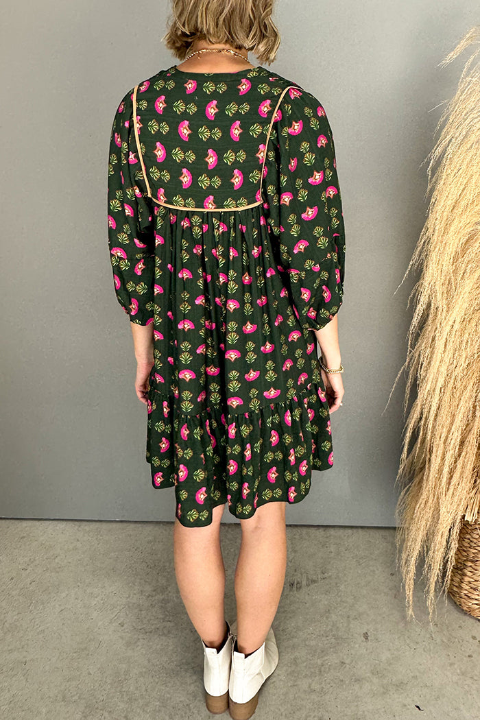 Floral Print Puff-Sleeve Mini Dress