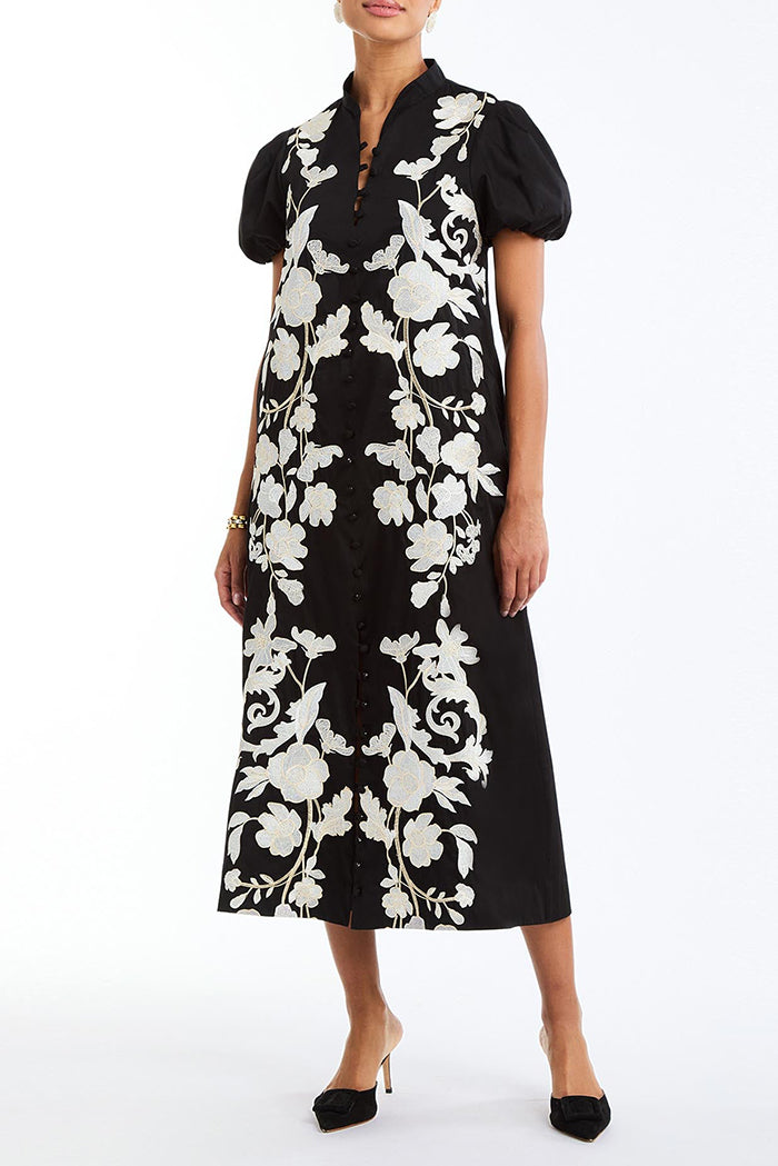 Puff Sleeve Embroidered Dress