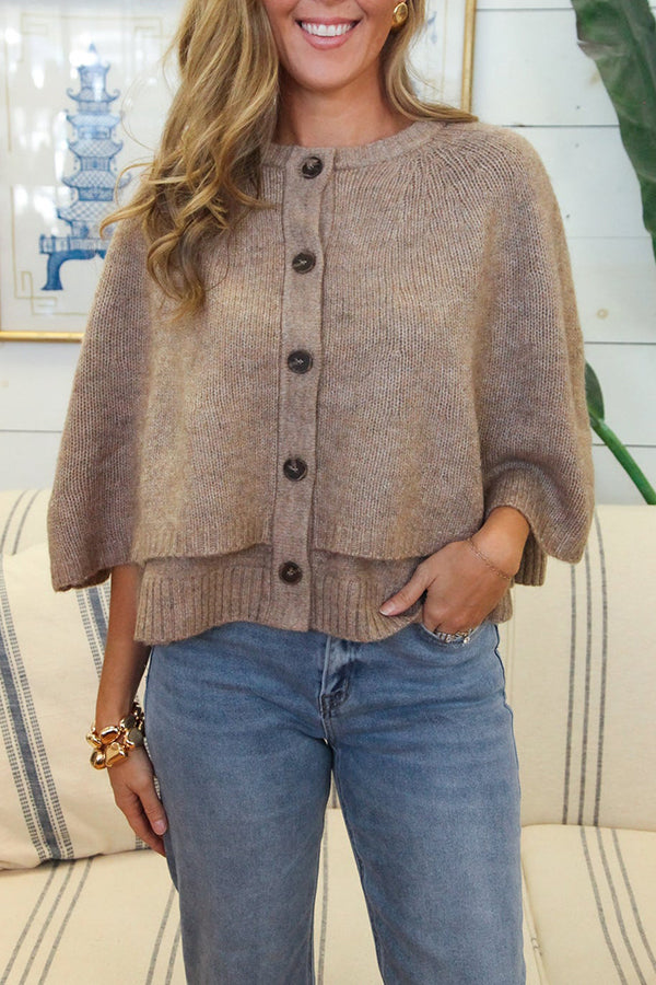 Casual Knit Cape Cardigan