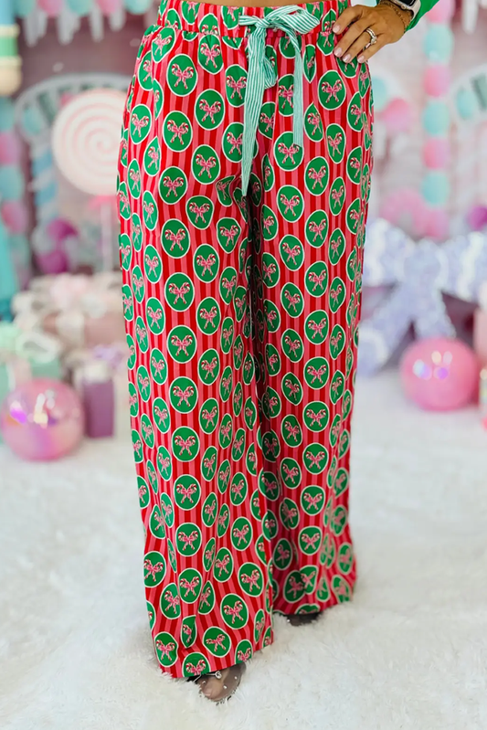 Striped Candy Cane Bow Pants