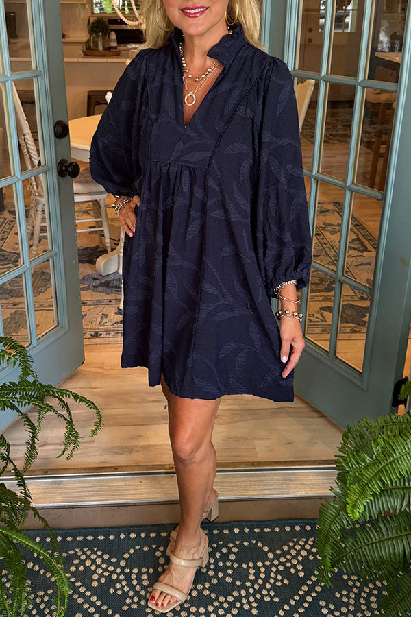 Casual Leaf Jacquard Dress