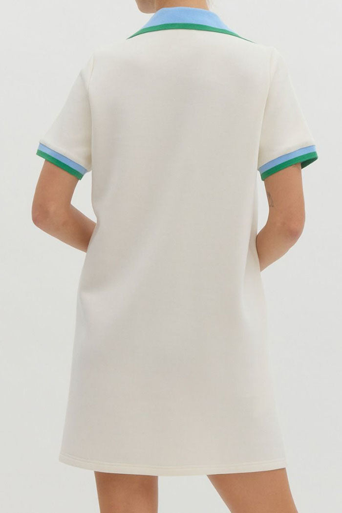 Striped Collar Pocket Polo Dress