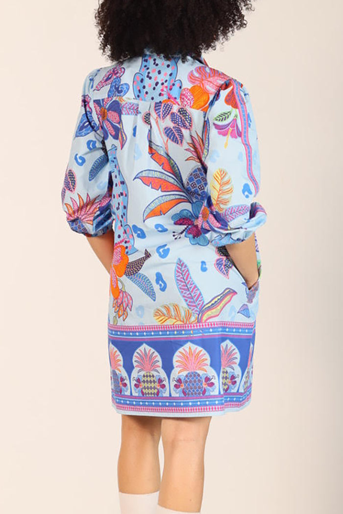 3/4 Sleeve Floral Pocket Dress