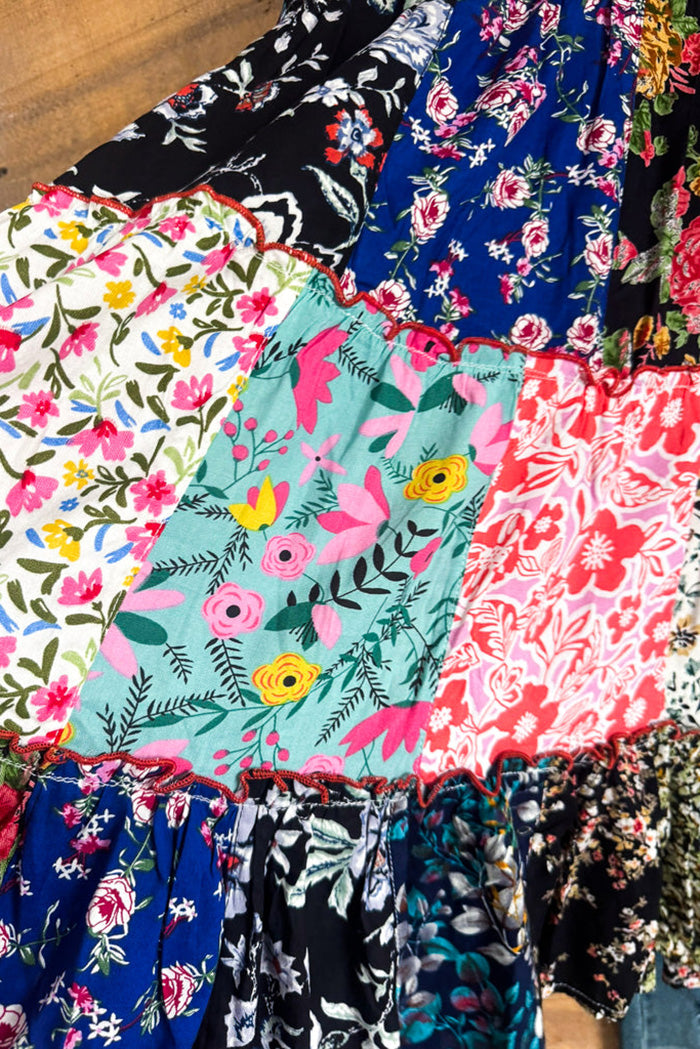 Loose Patchwork Floral Tunic