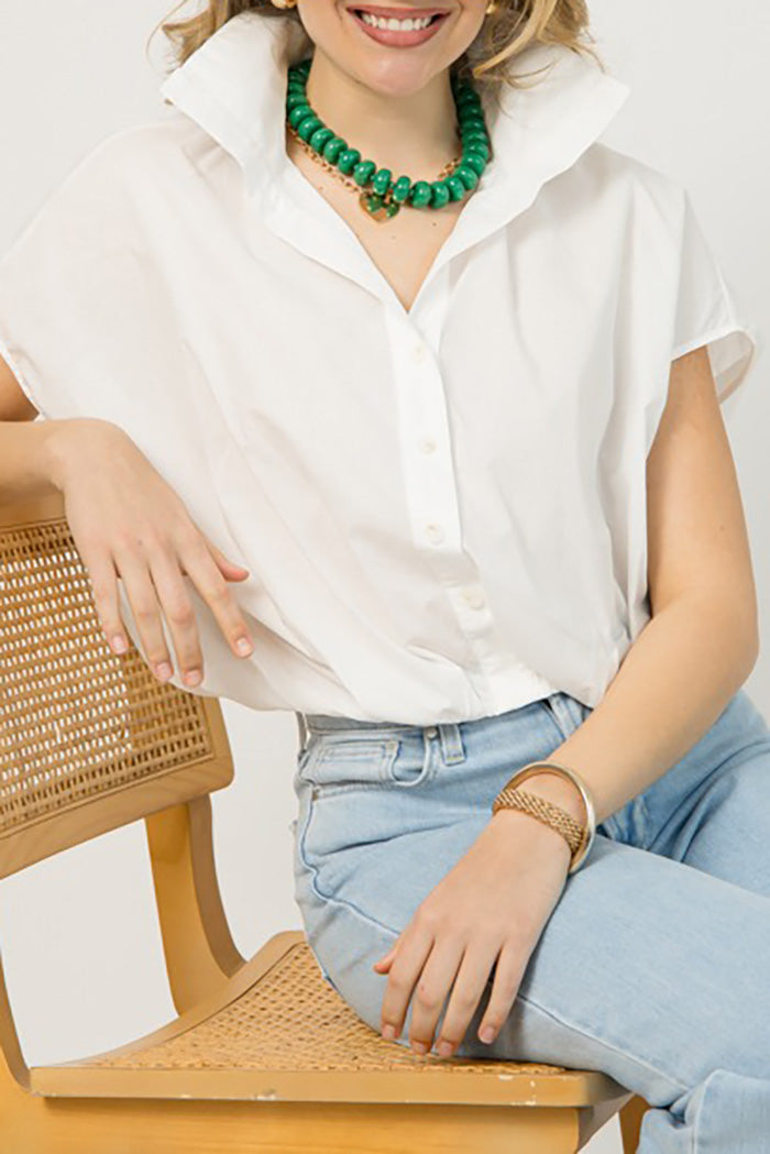 Bubble Hem Button Up Top