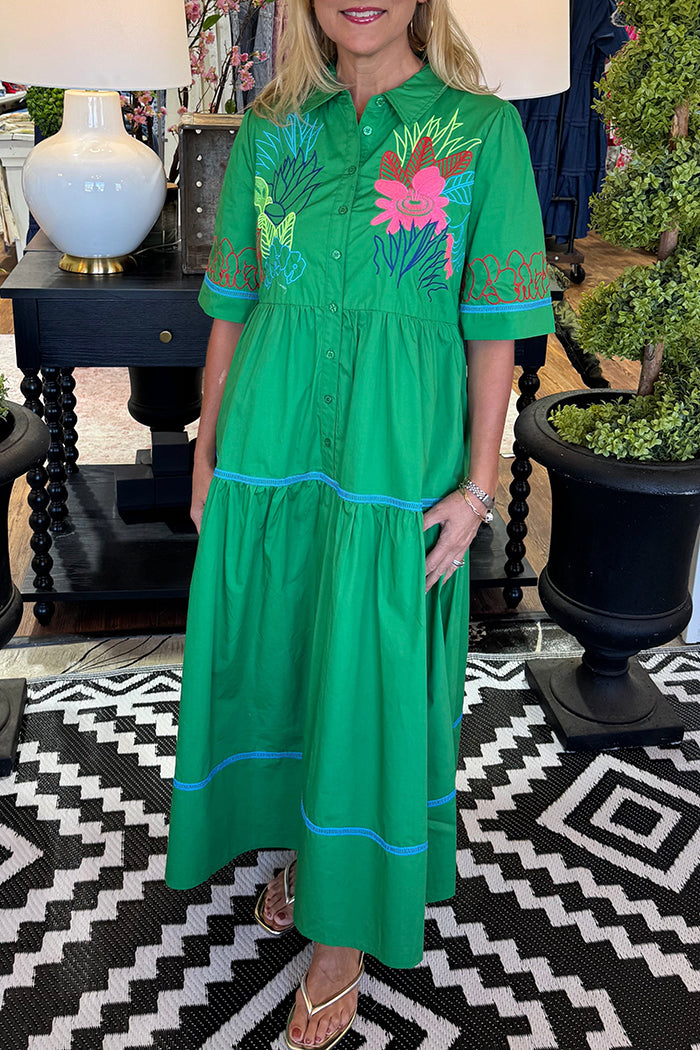 Floral Button Pocket Maxi Dress