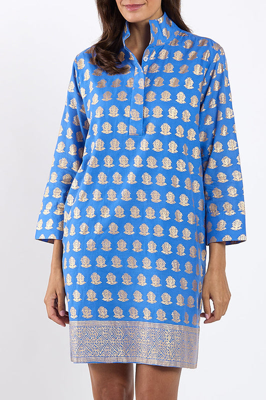 Printed 3/4 Sleeve Mini Shirt Dress