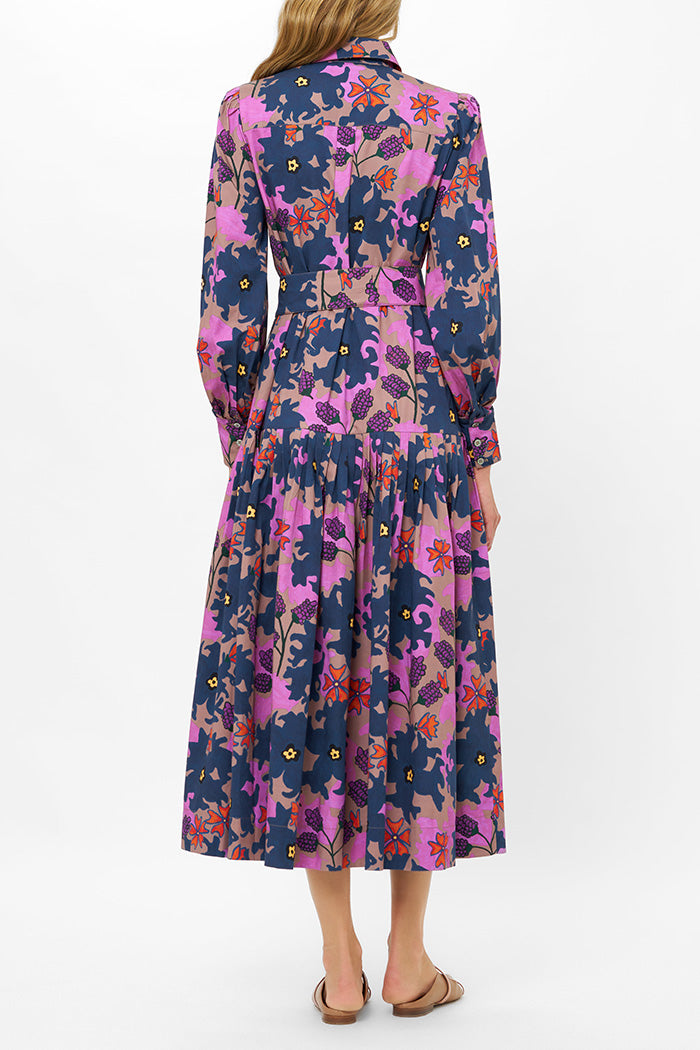 Belted Button Front Floral Dress