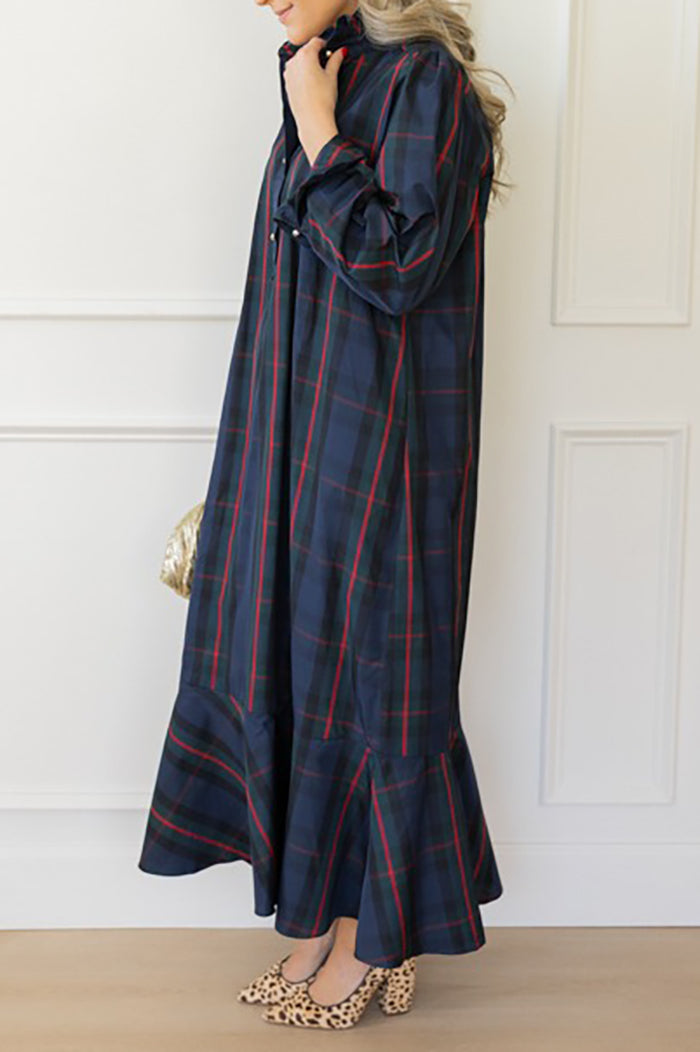 Plaid Print Midi Dress