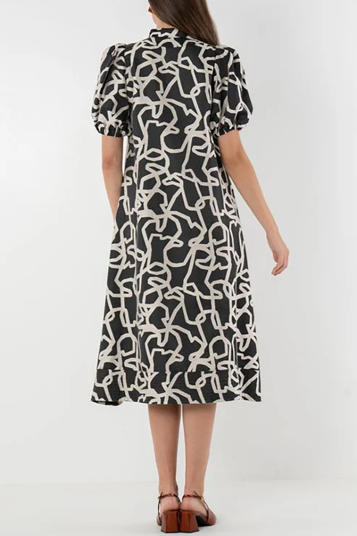 Puff Sleeve Bold Printed Dress