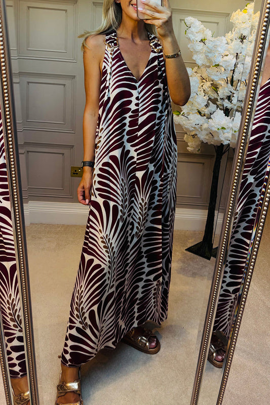 Casual Leaf Halter Dress