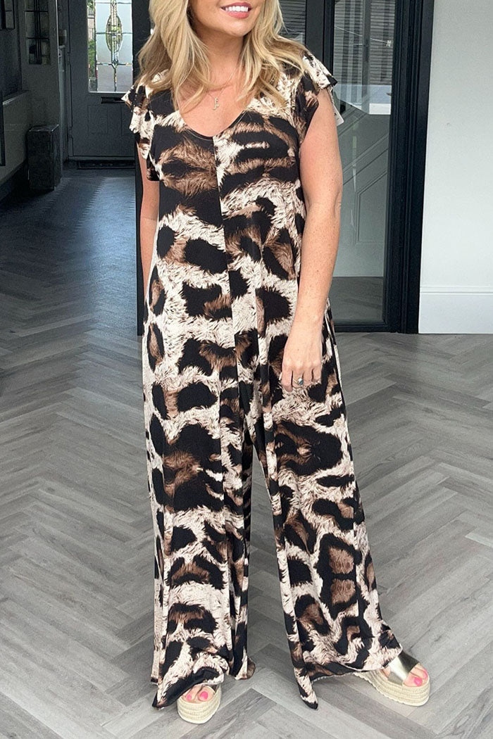 Animal Print Wide Leg Jumpsuit