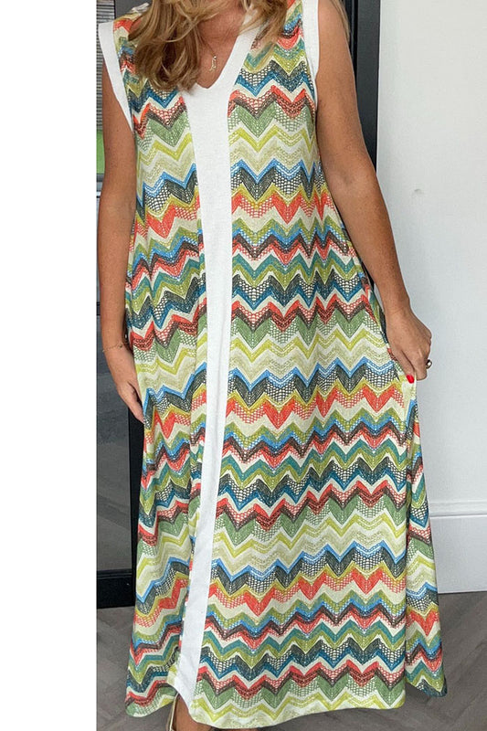 Zigzag Pattern Sleeveless Dress