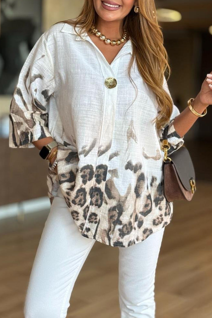 Button-Down Leopard Print Top