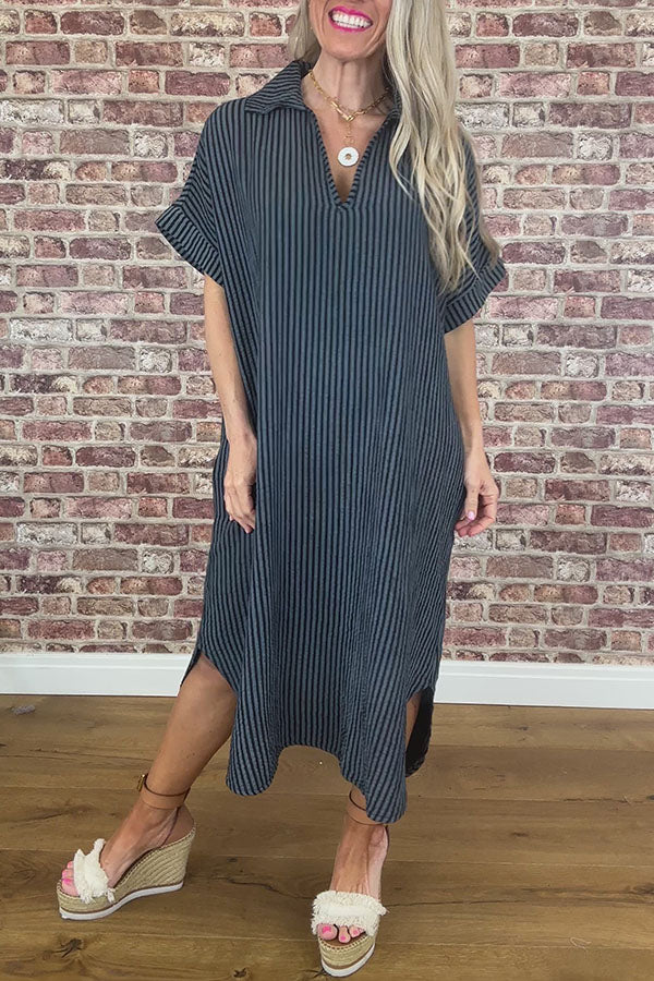 Casual V-Neck Striped Dress