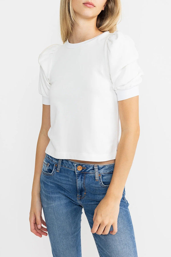 Puff Sleeve Round Neck Top