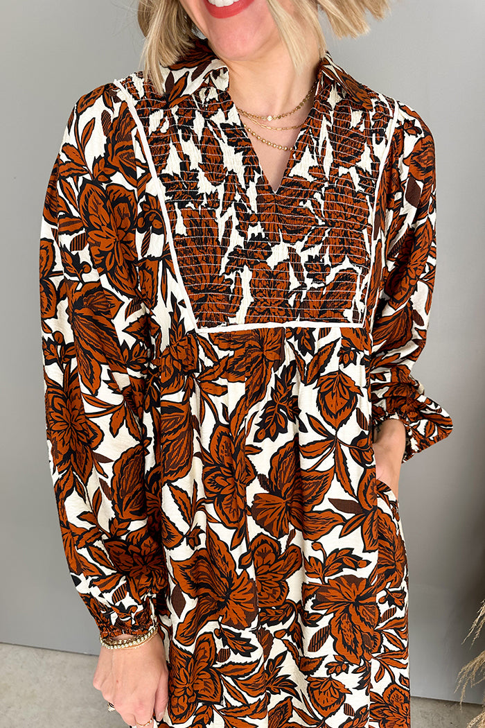 V-Neck Floral Pattern Dress