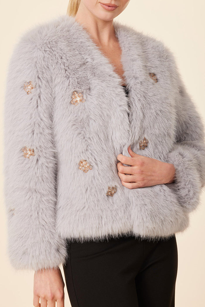 Faux Fur Embellished Crop Jacket