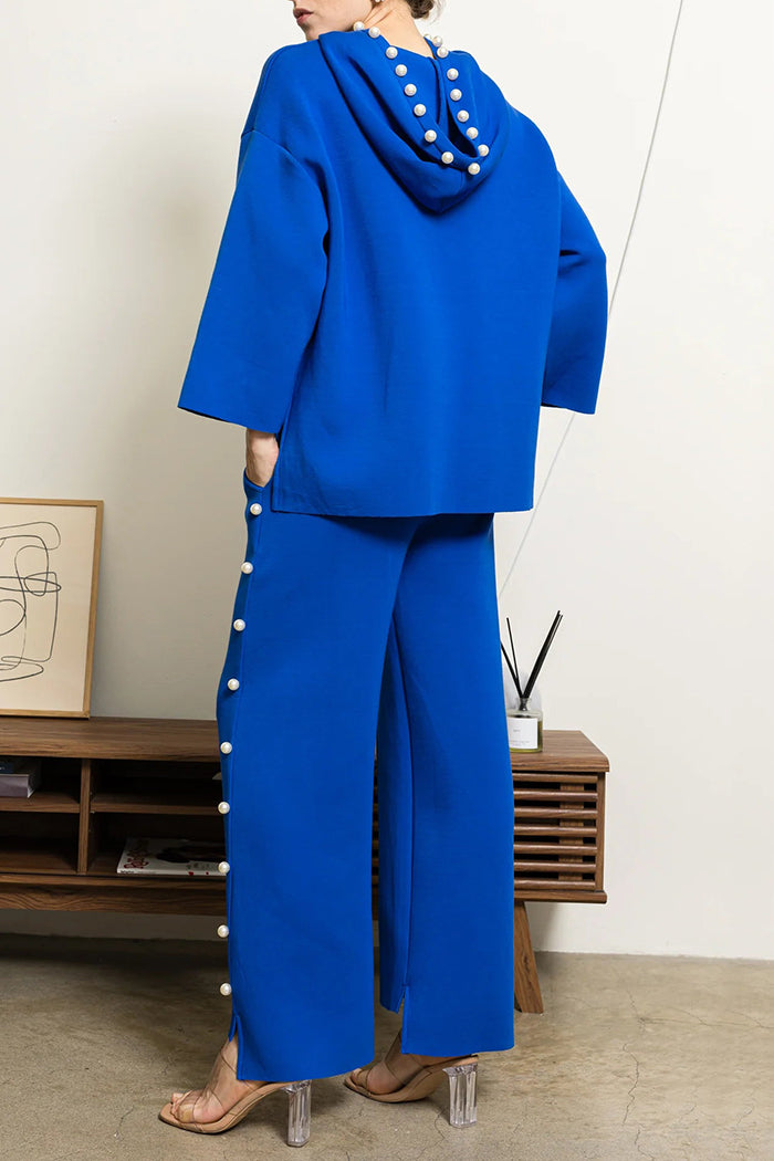 Embellished Hooded Relaxed-Fit Two-Piece Set