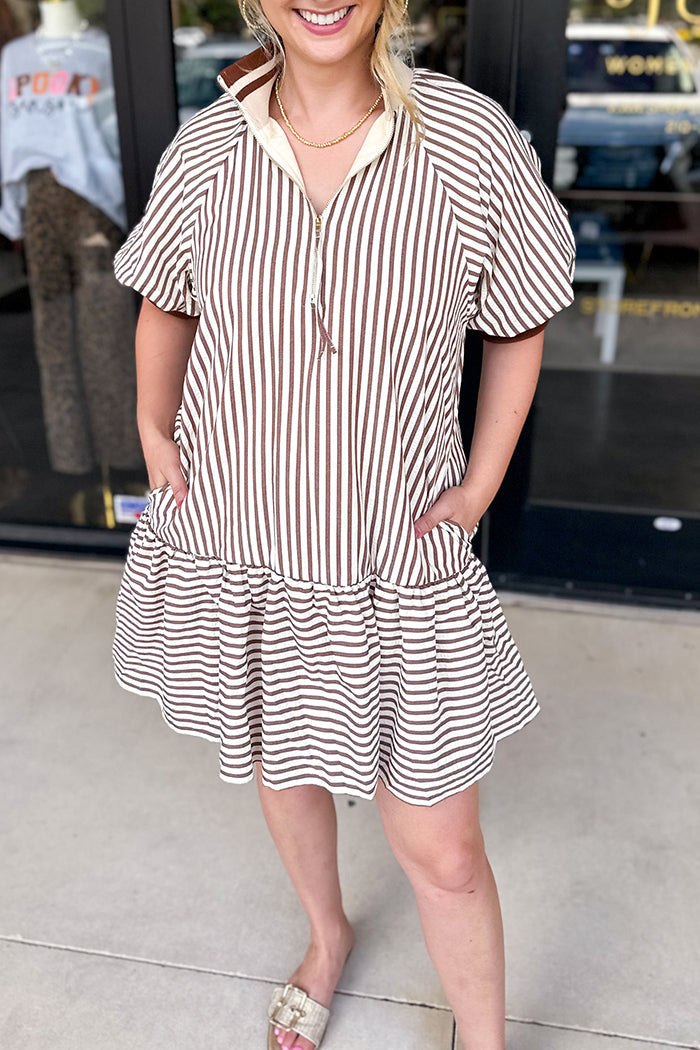 Casual Striped Pocket Dress