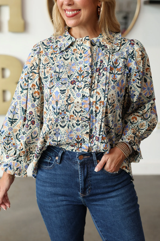 Floral Pattern Long Sleeve Top