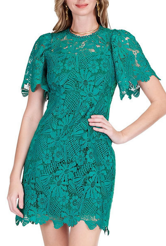 Casual Floral Pattern Lace Dress