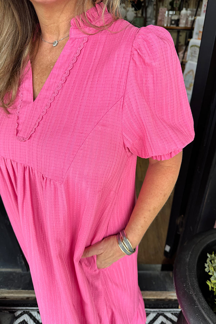 Puff Sleeve Pocket Tiered Maxi Dress