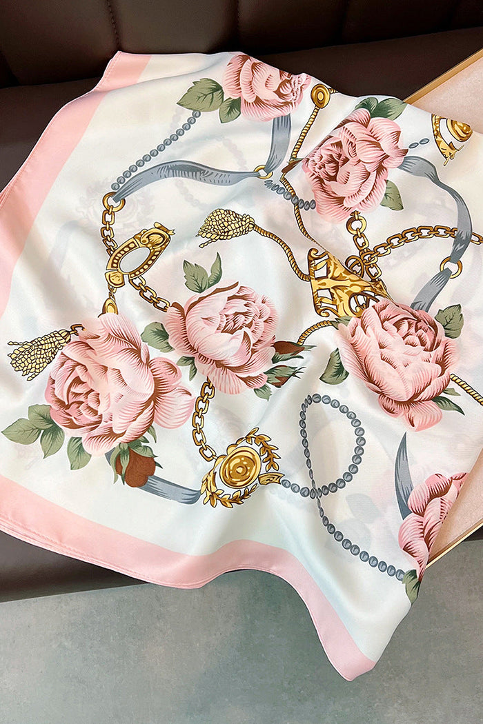 Floral Scarf With Scarf Ring