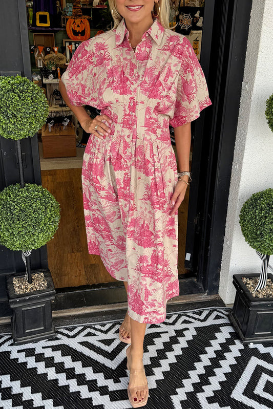 Casual Pleated Floral Dress