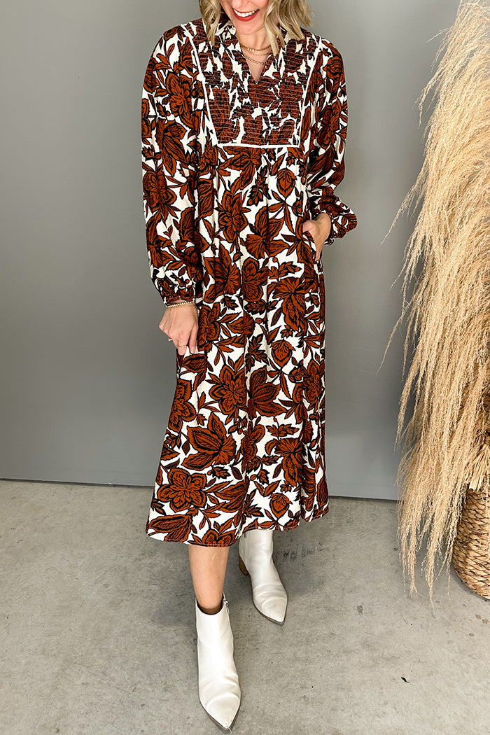 V-Neck Floral Pattern Dress