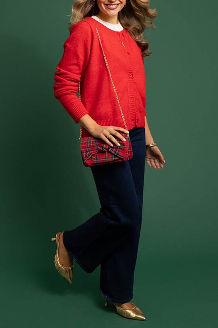 Casual Red Button Cardigan