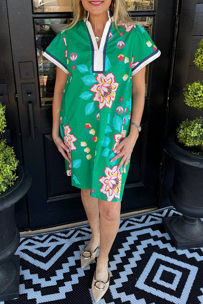 Short Sleeve Pocketed Floral Dress
