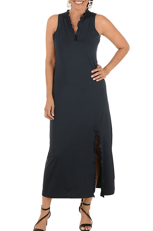 Scallop Edge Sleeveless Maxi Dress