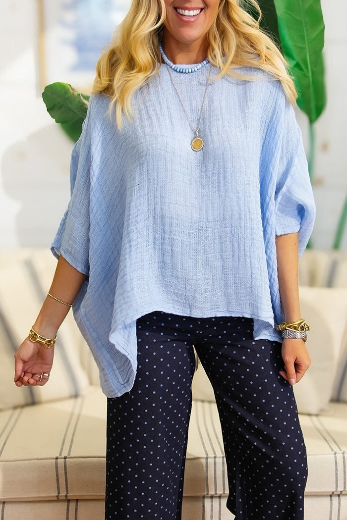 Casual Batwing Short Sleeve Top