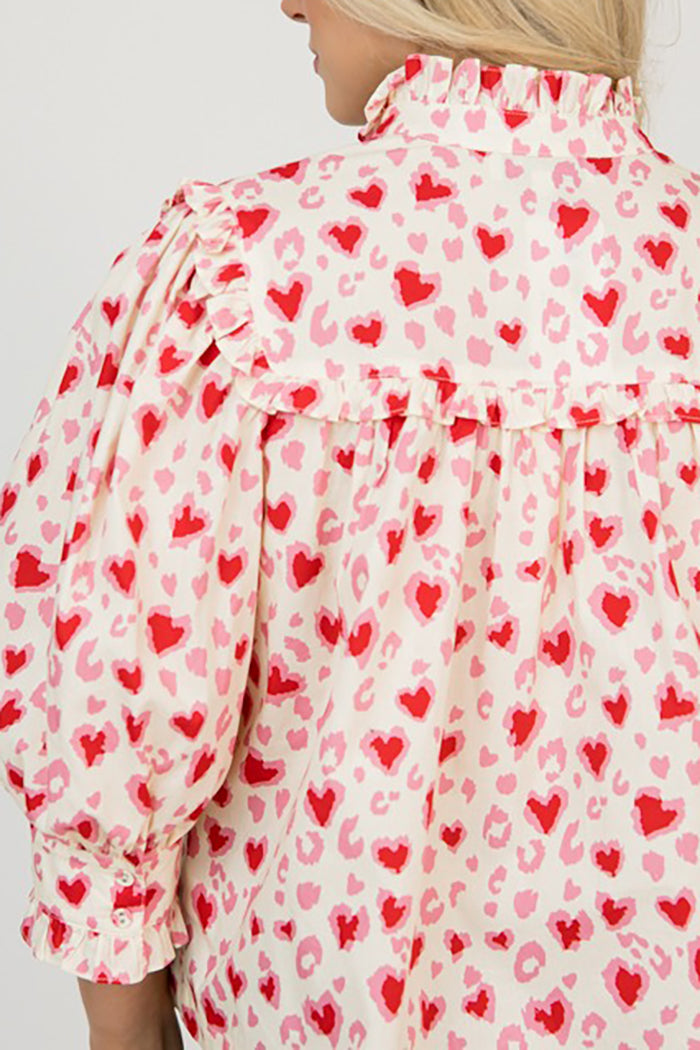 Casual Heart Patterned Blouse