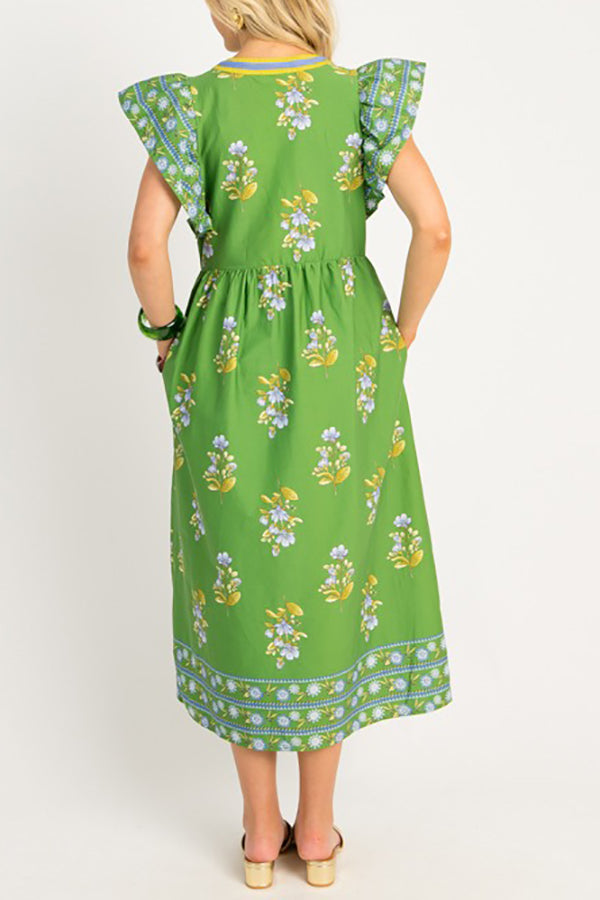 Flutter Sleeve Floral Dress