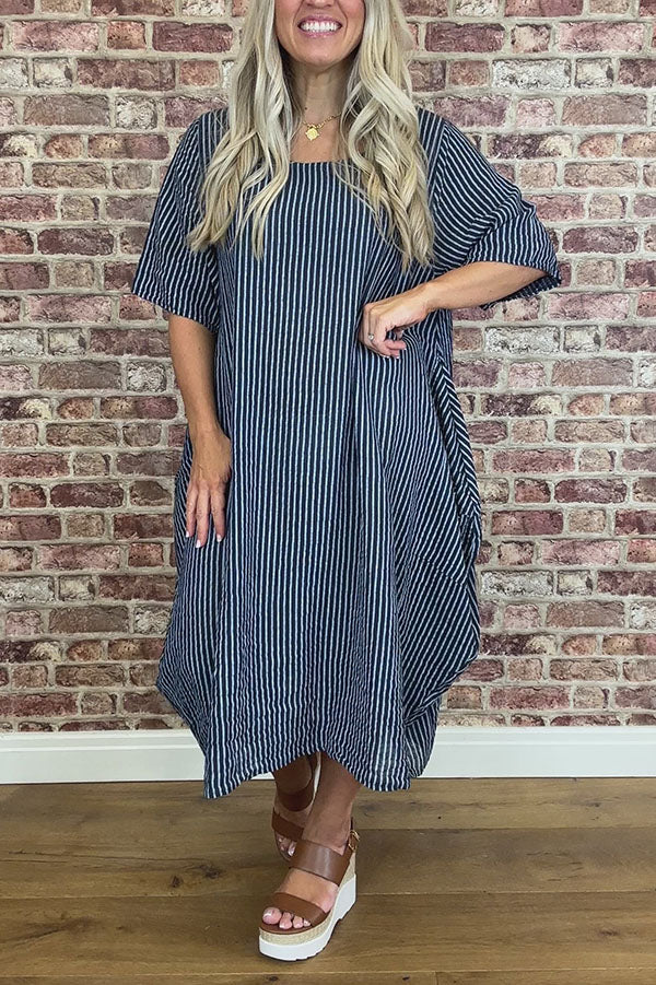 Casual Pocket Stripes Dress