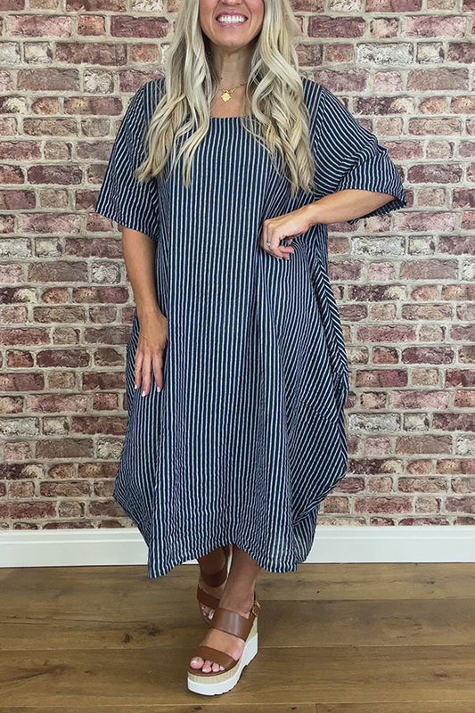 Casual Pocket Stripes Dress