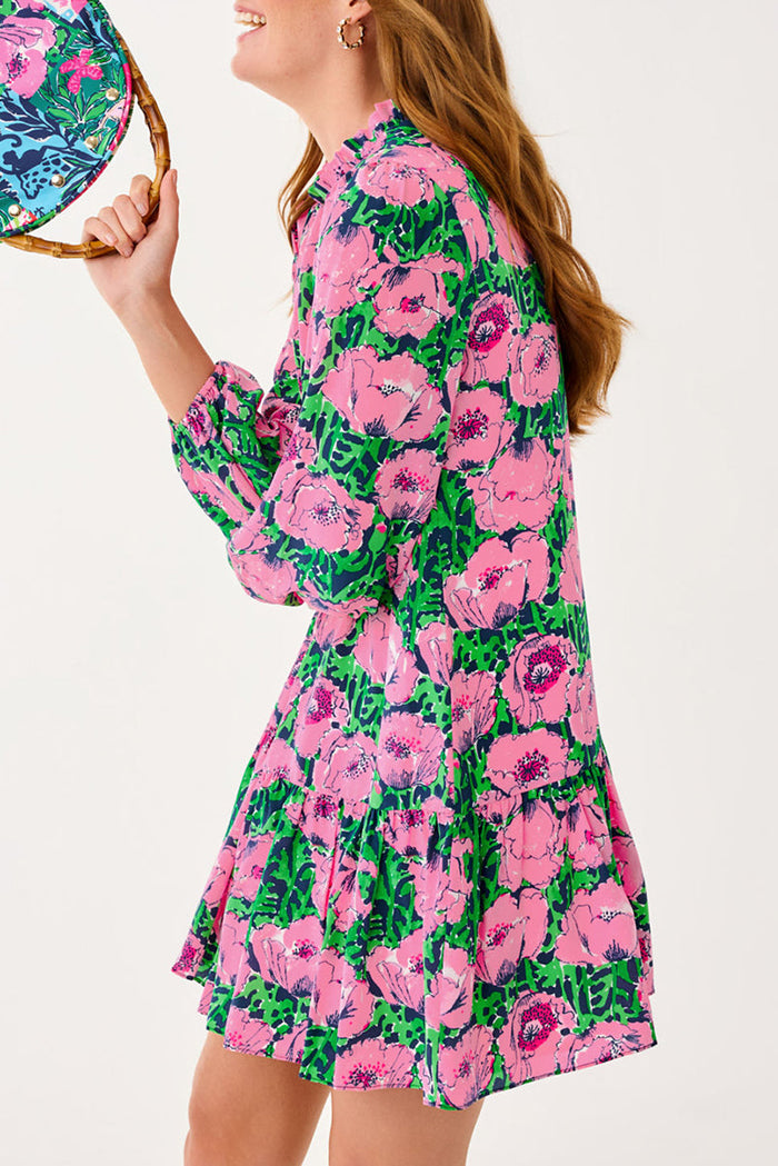 Vibrant Floral Print Mini Dress