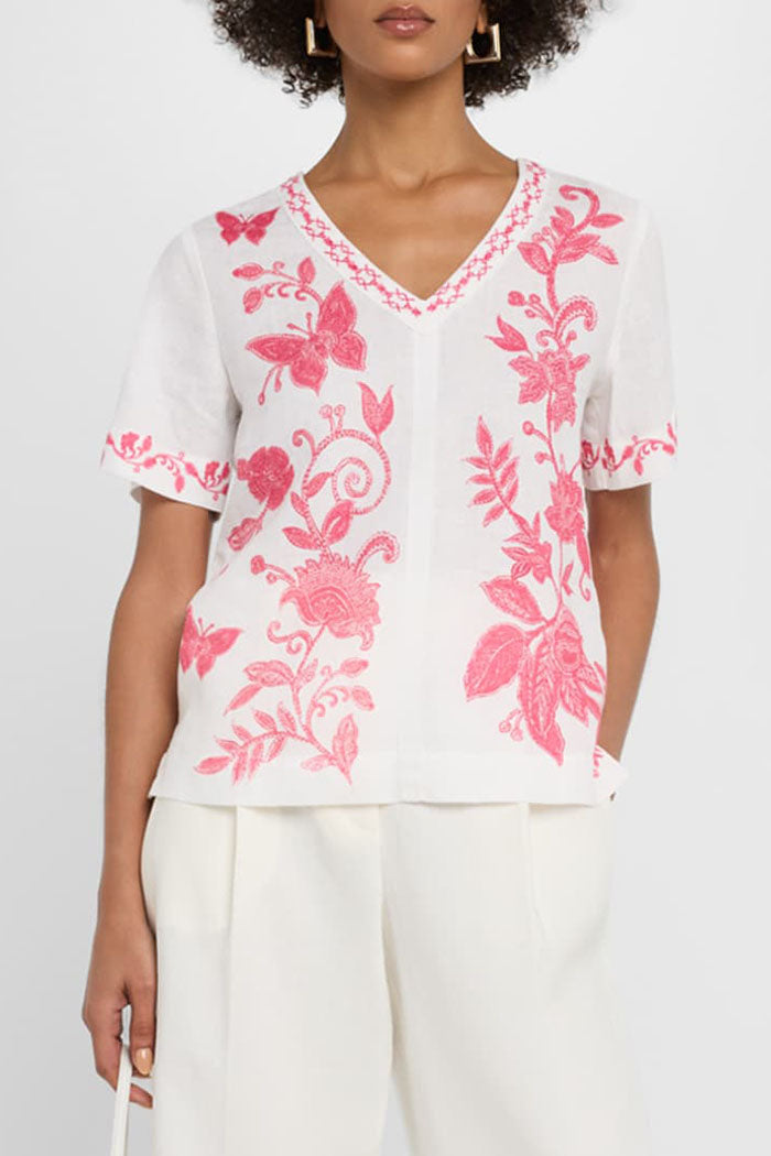 Embroidered Floral-Print Top