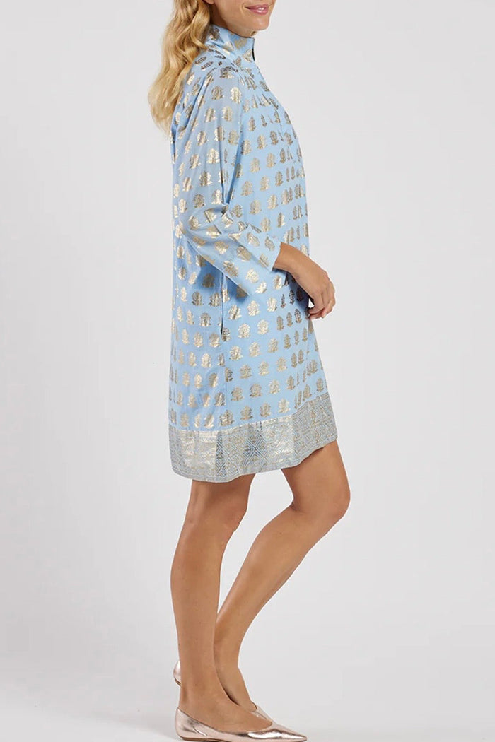 Printed 3/4 Sleeve Mini Shirt Dress