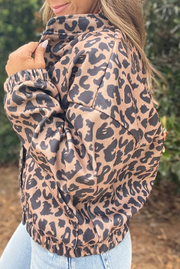Casual Leopard  Button Up Jacket