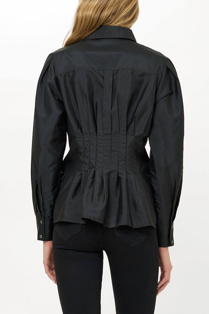 Ruched Waist Button Front Top