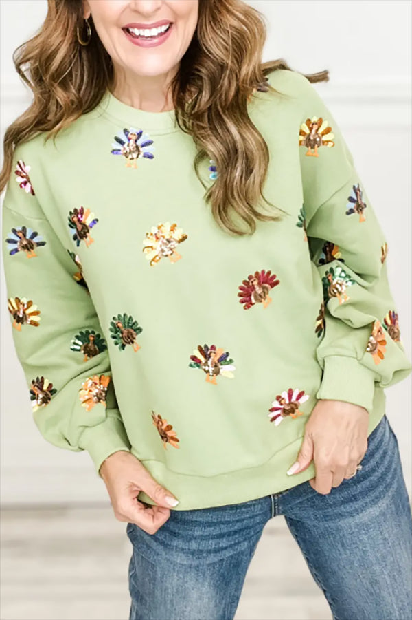 Casual Multi Turkey Sweatshirt
