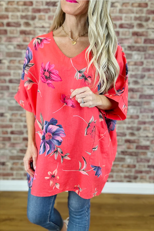 Casual V-Neck Floral Top