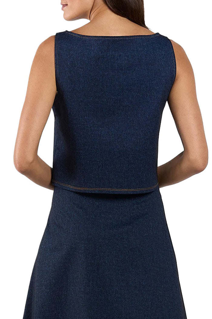 Navy Sleeveless Top & Midi Skirt Set