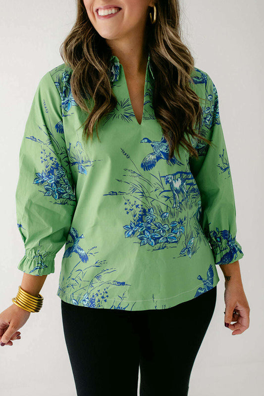 Ruffles Collar Floral Top