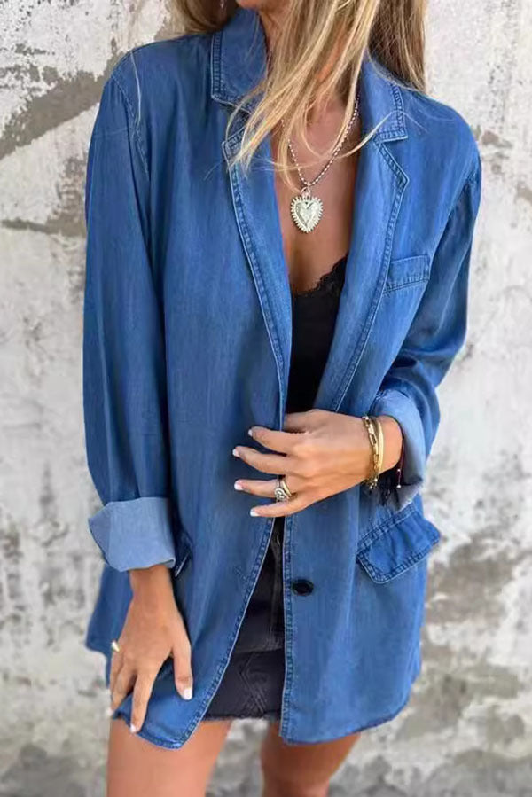 Casual Suit Collar Denim Jacket