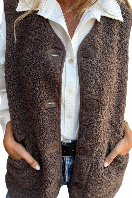 Lamb Fleece Button Waistcoat