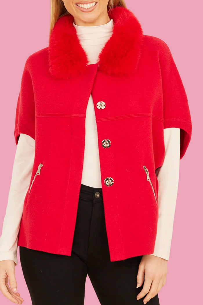 Faux Fur Trim Cardigan